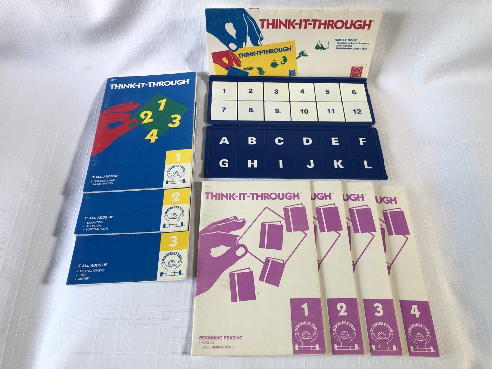VTG DISCOVERY TOYS Think-It-Through Tiles 1989 – 8 Booklets – Math & Reading