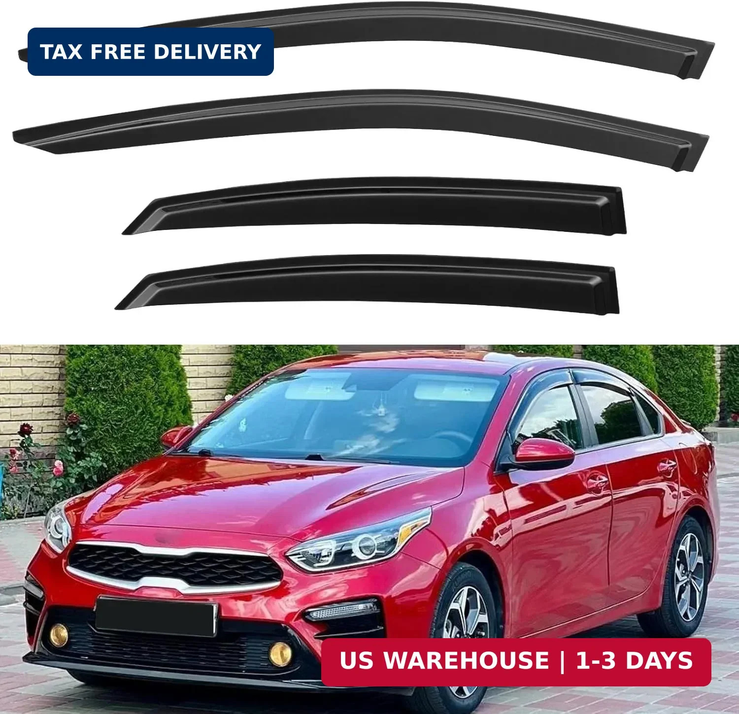 Window Visors Rain Guards for 2019 2020 2021 2022 2023 2024 Kia Forte, Out-Chann