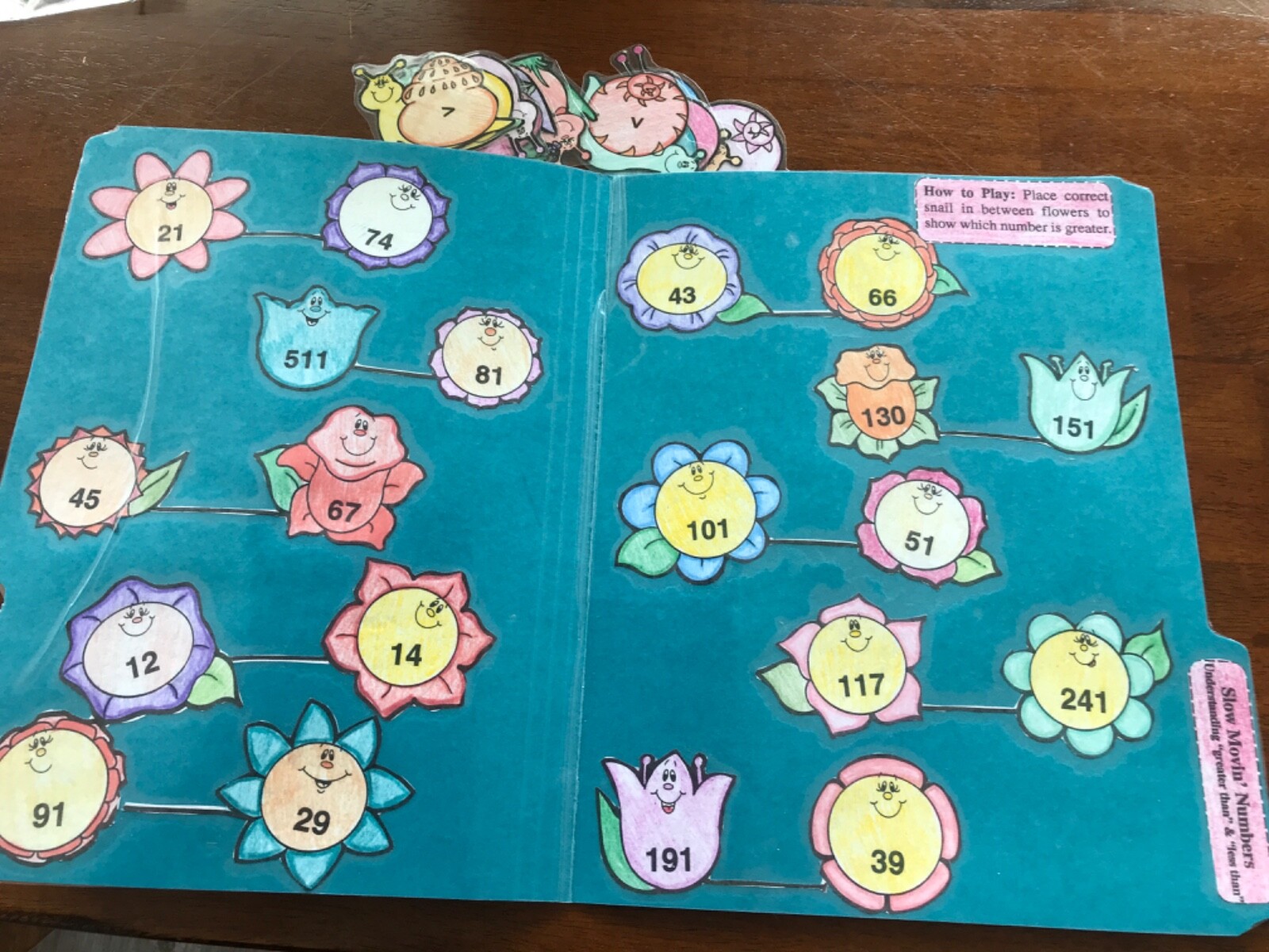 Slow Moving Numbers! Greater than less 2nd Grade math file folder game teacher