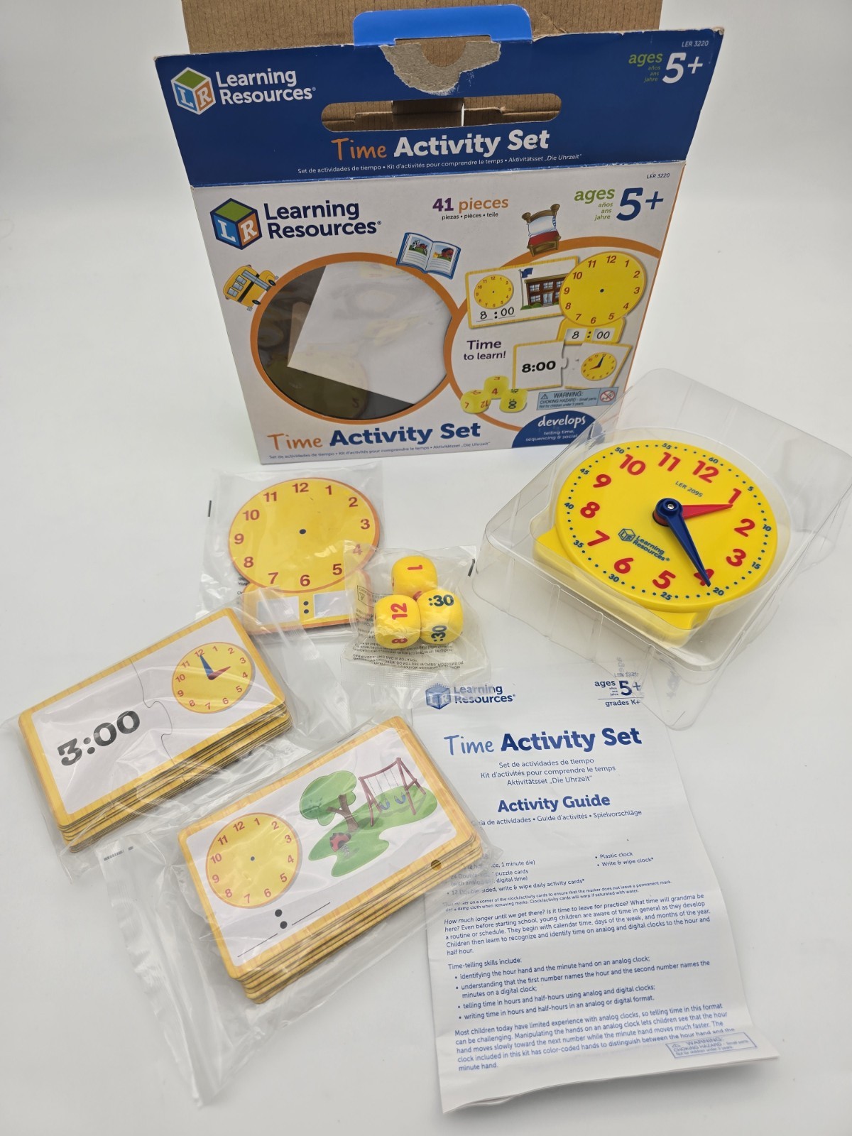 Learning Resources LER3220 Time Activity Set, Age 5+ Analog, K-2, Homeschool