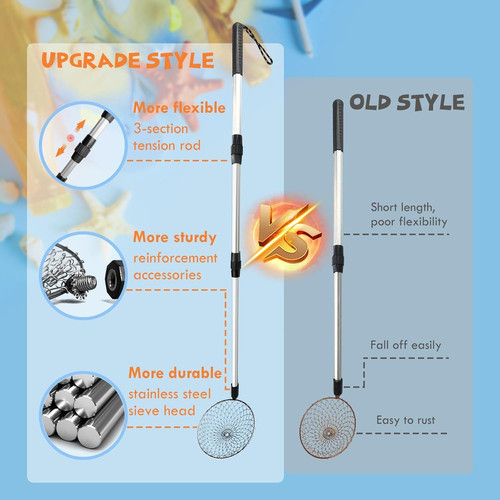 2PCS Sand Sifter for the Beach, Scoop Adjustable Shell Sifting Shovels,…