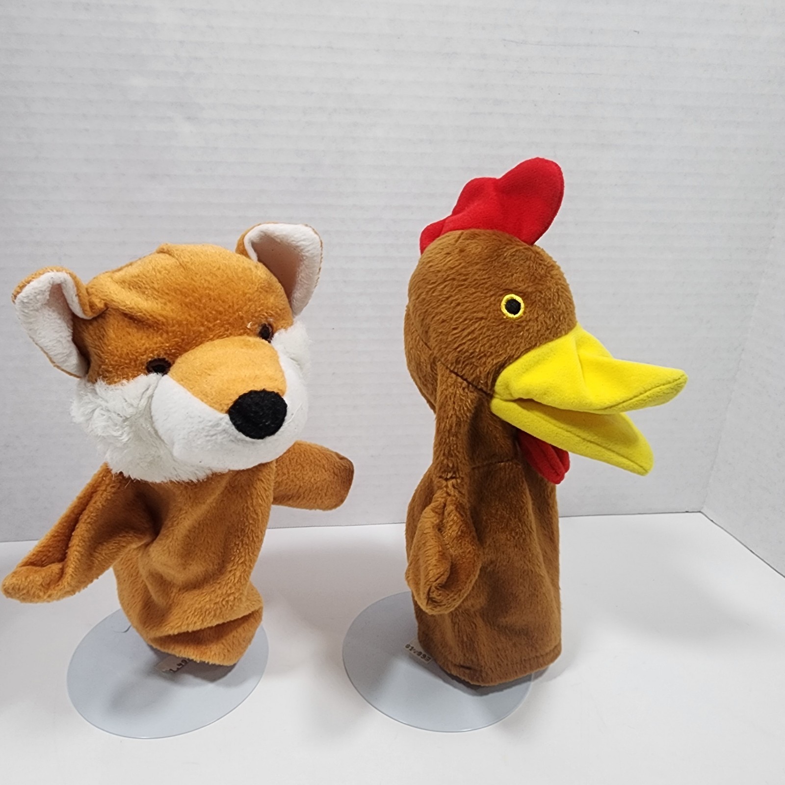 Hand Puppet Lot Of 2 Fox Rooster Educational