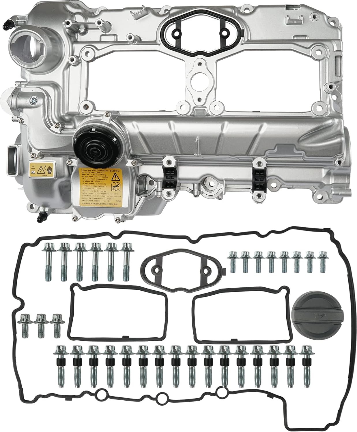 Aluminum N20 Engine Valve Cover Kit with Gasket, Bolts & Oil Filler Cap BMW