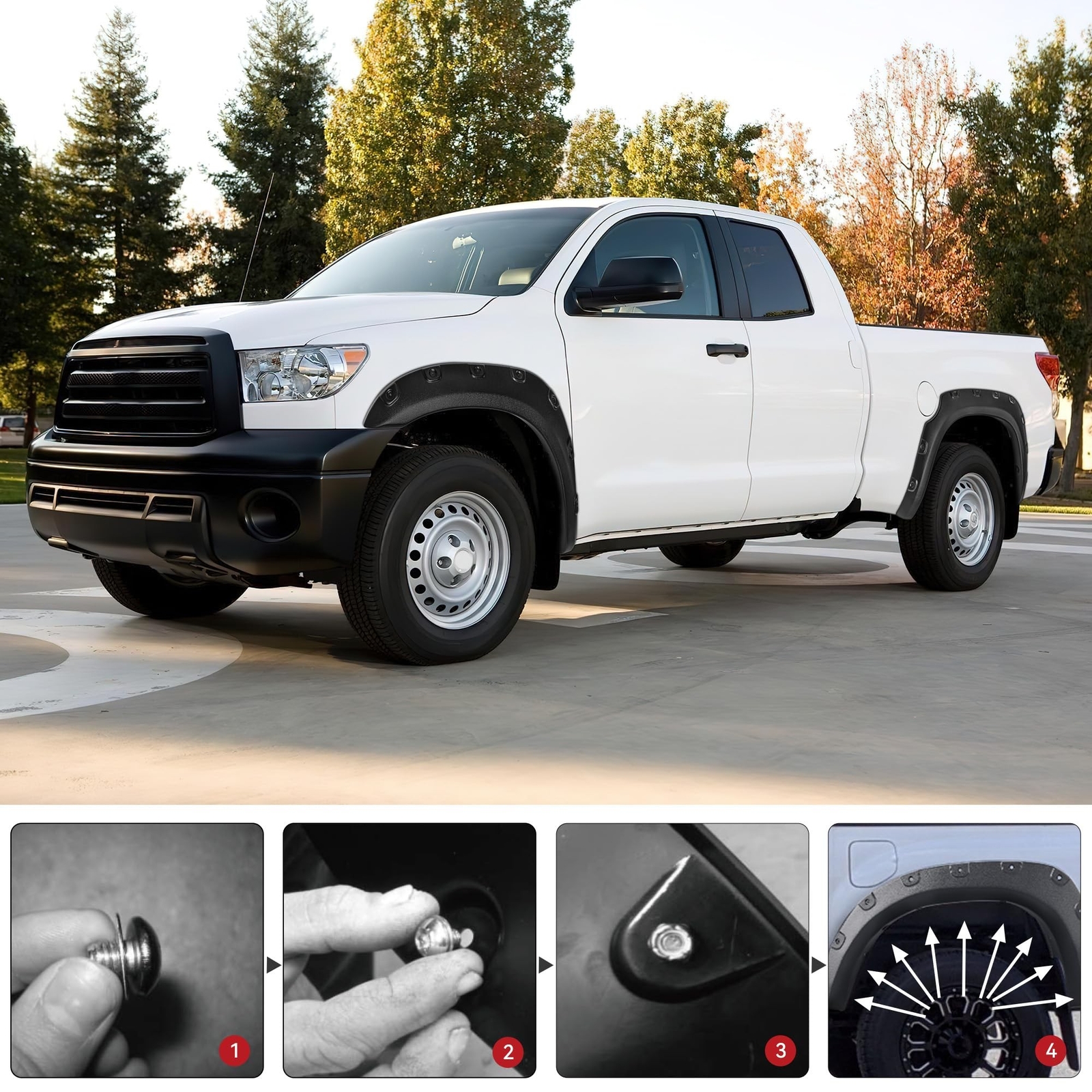 YITAMOTOR Fender Flares, Compatible with 2007-2013 Toyota Tundra, Front Rear …
