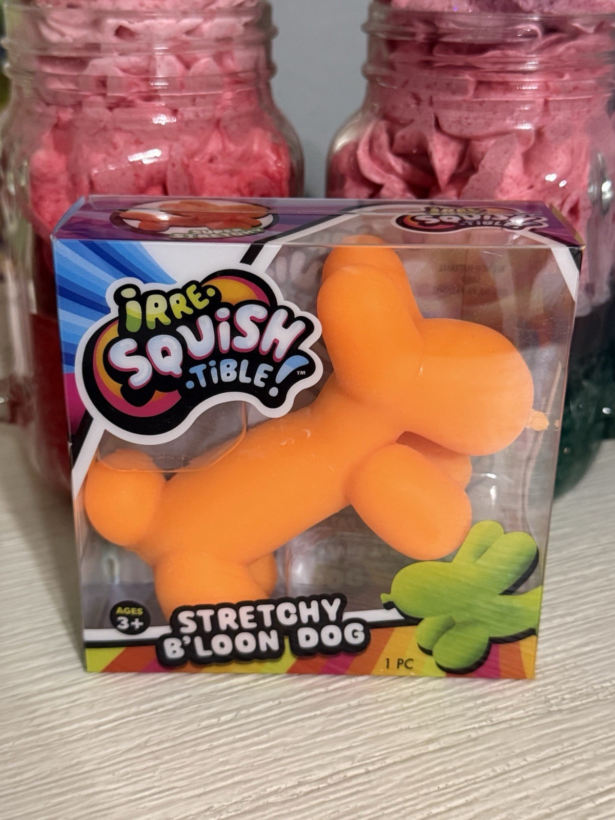 JA-RU Stretchy Balloon Dog Toy Irresistible Squish Super Stress Relief Orange