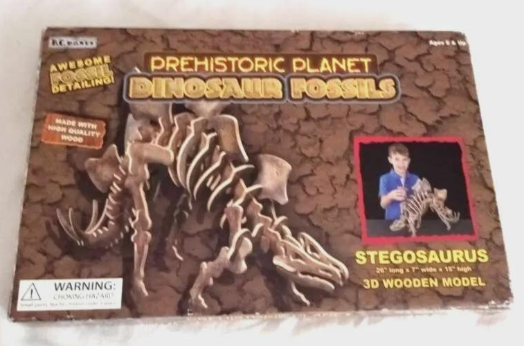 Prehistoric Planet Dinosaur Fossils Stegosaurus Wood Puzzle 3D Model Age 5+ Game