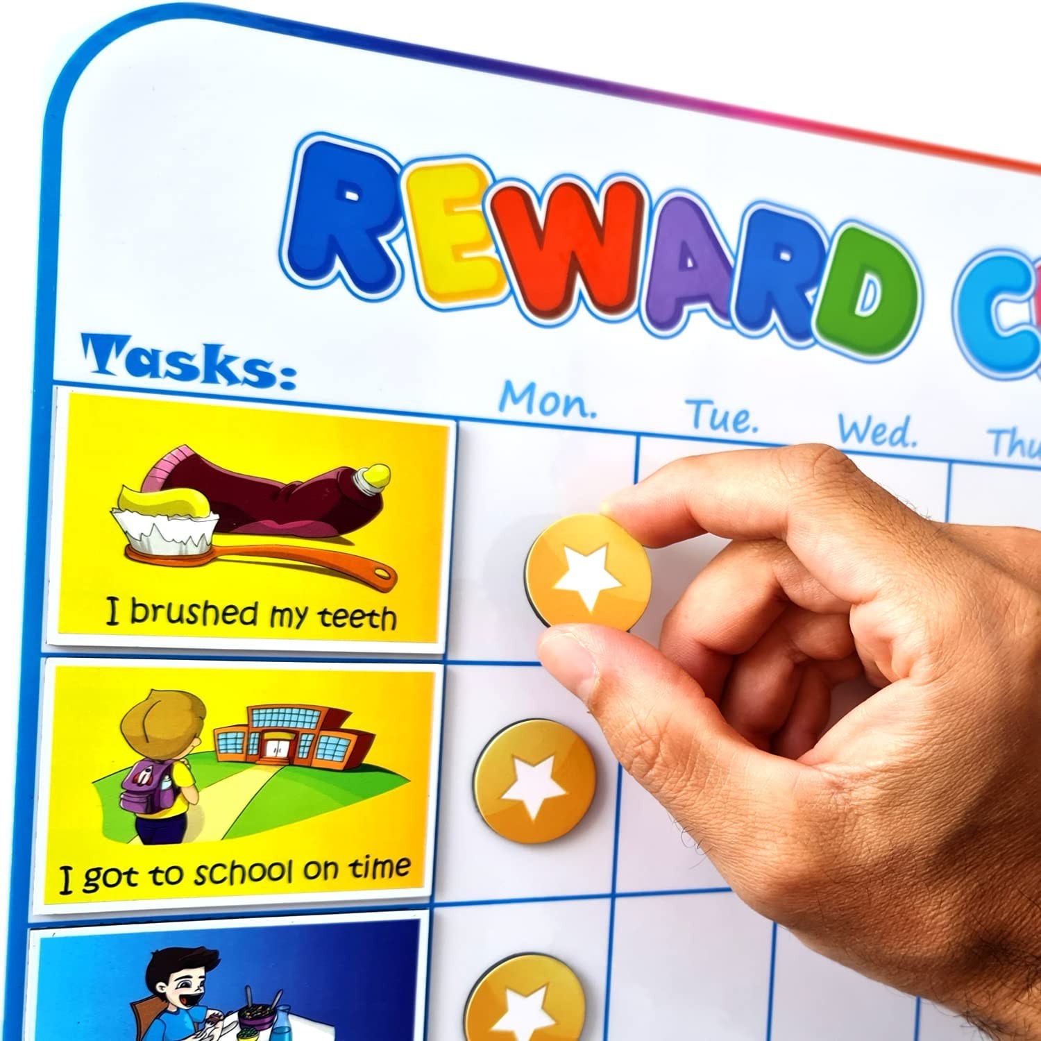 Magnetic Reward Chart for Kids – 127 Stickers & 30 Customizable Chores – Potty T