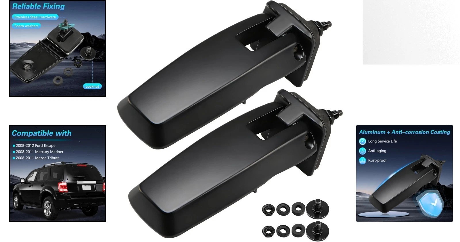 Pair of Rear Window Hinges Compatible with 2008-2012 Ford Escape, Lift-Gate