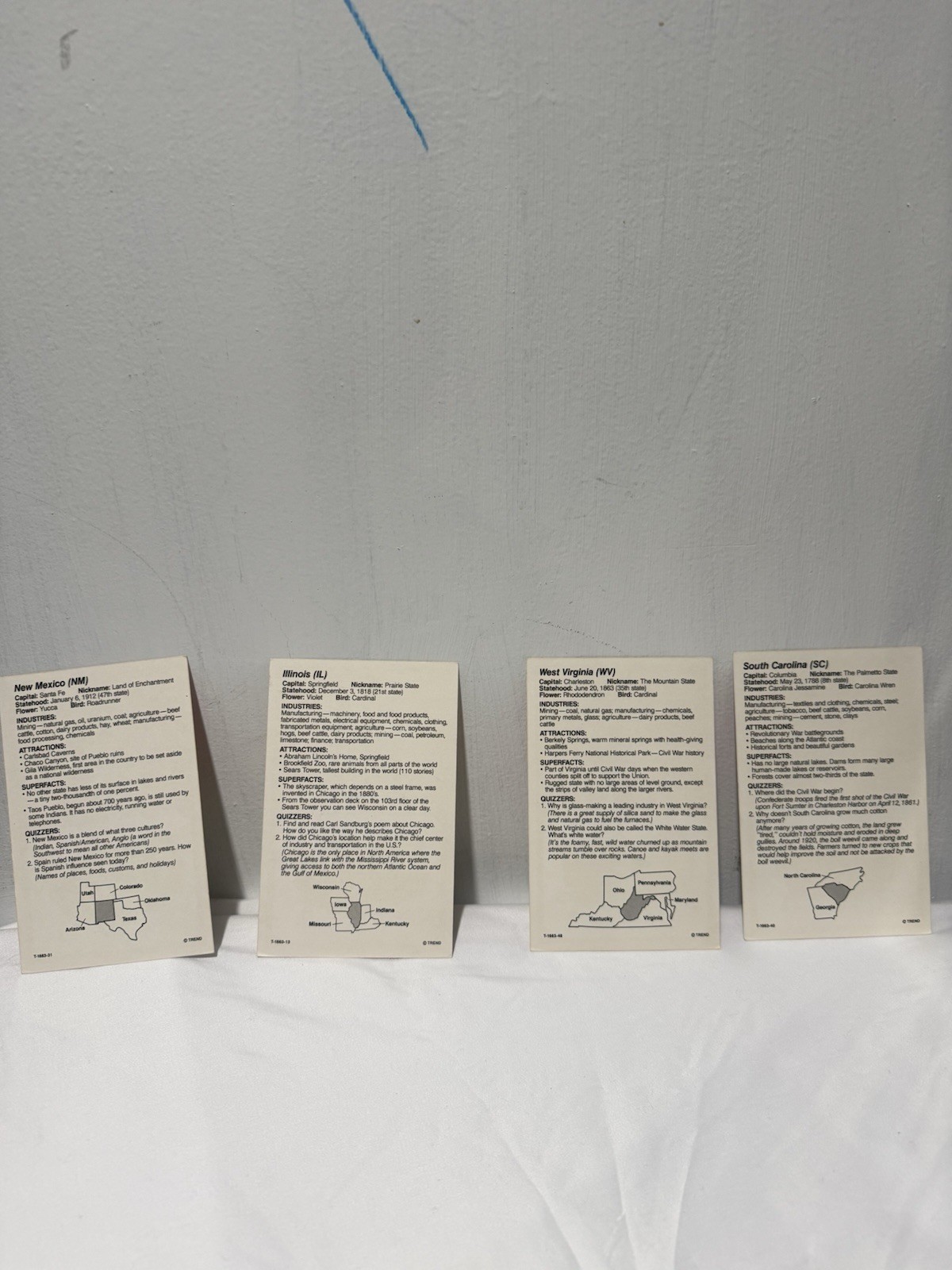 Vintage 1987 Trend States & Capitals Fun-To-Know Flash Cards Complete Geography