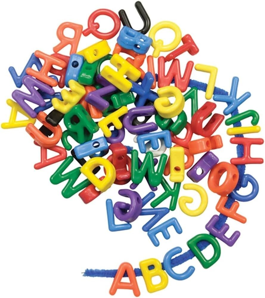 Roylco Manuscript Lacing Letter Beads – 288 Pieces