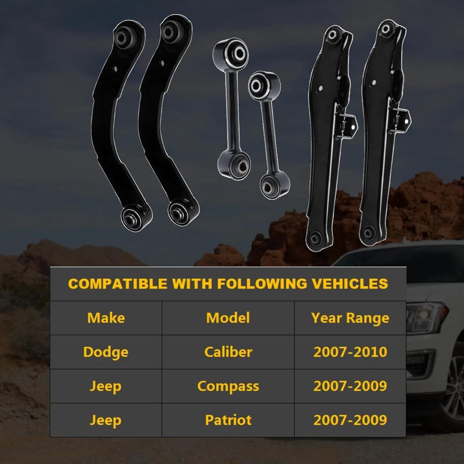 6pc Rear Lower Upper Control Arm Kit for Dodge Caliber 2007 2008 2009 2010, for