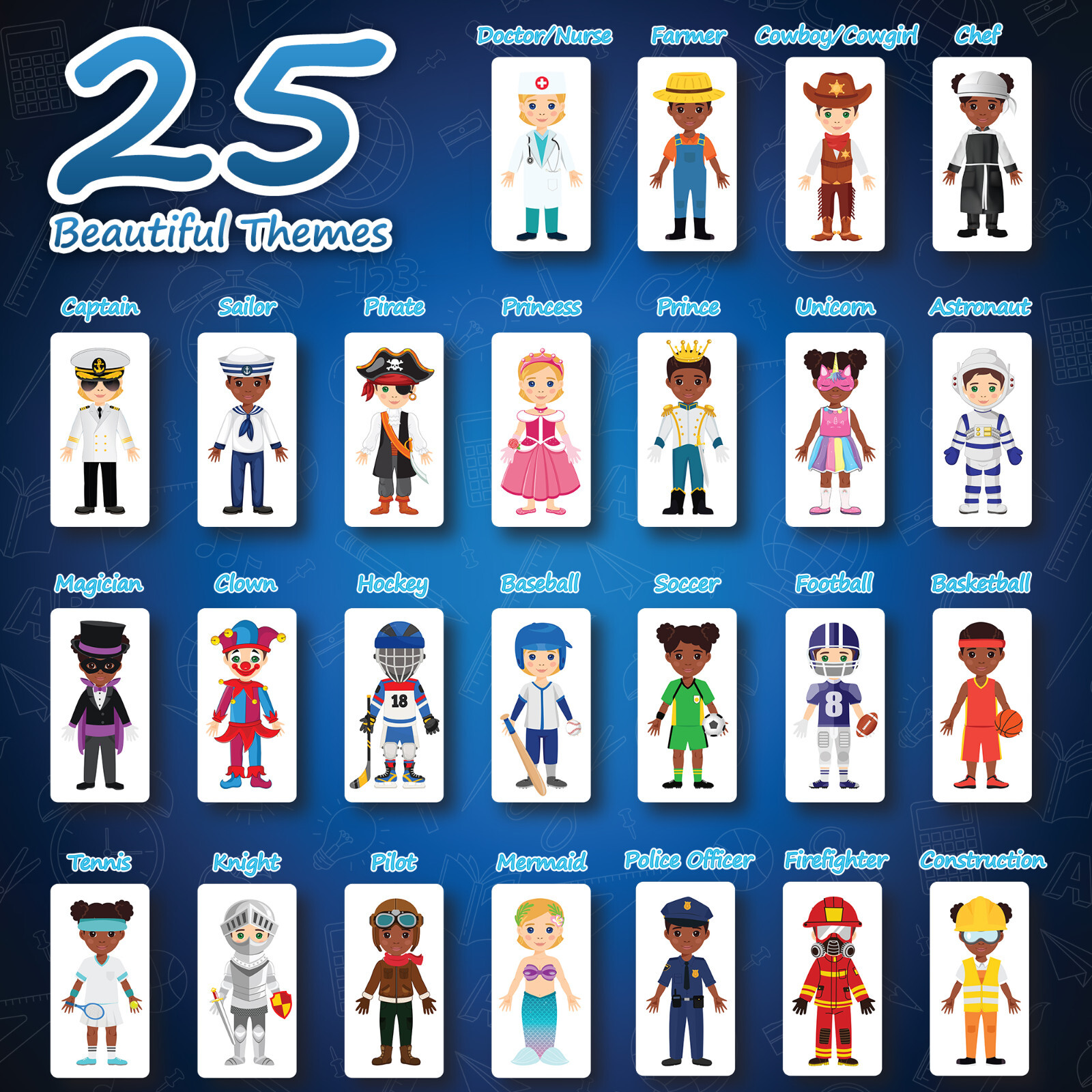 Large & Durable Reusable Sticker Book + 4 Large Dress Up Dolls (2 Boys/2 Girls)