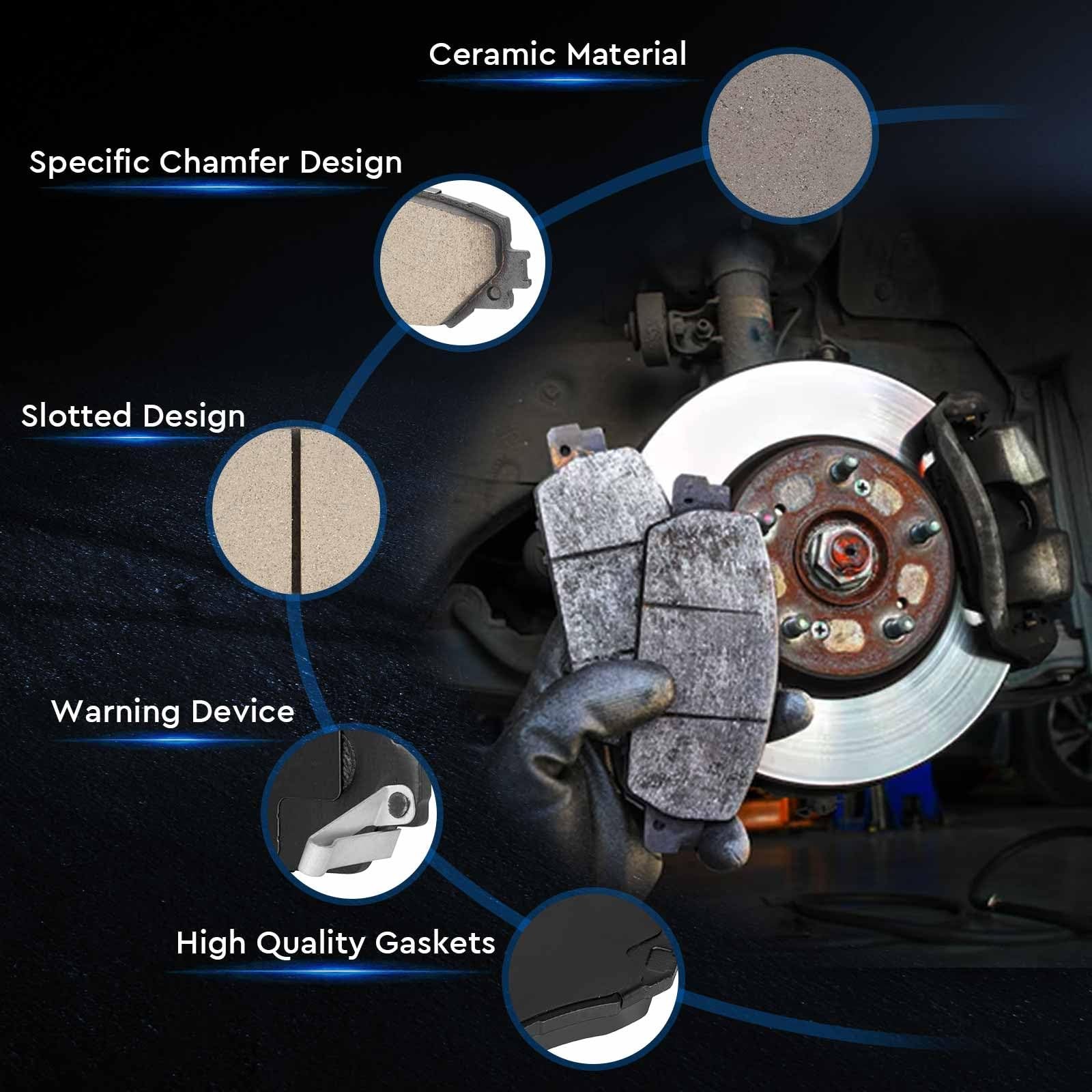 ILONPA Front Rear Semi-Metallic Disc Brake Pads Set for GMC Sierra…