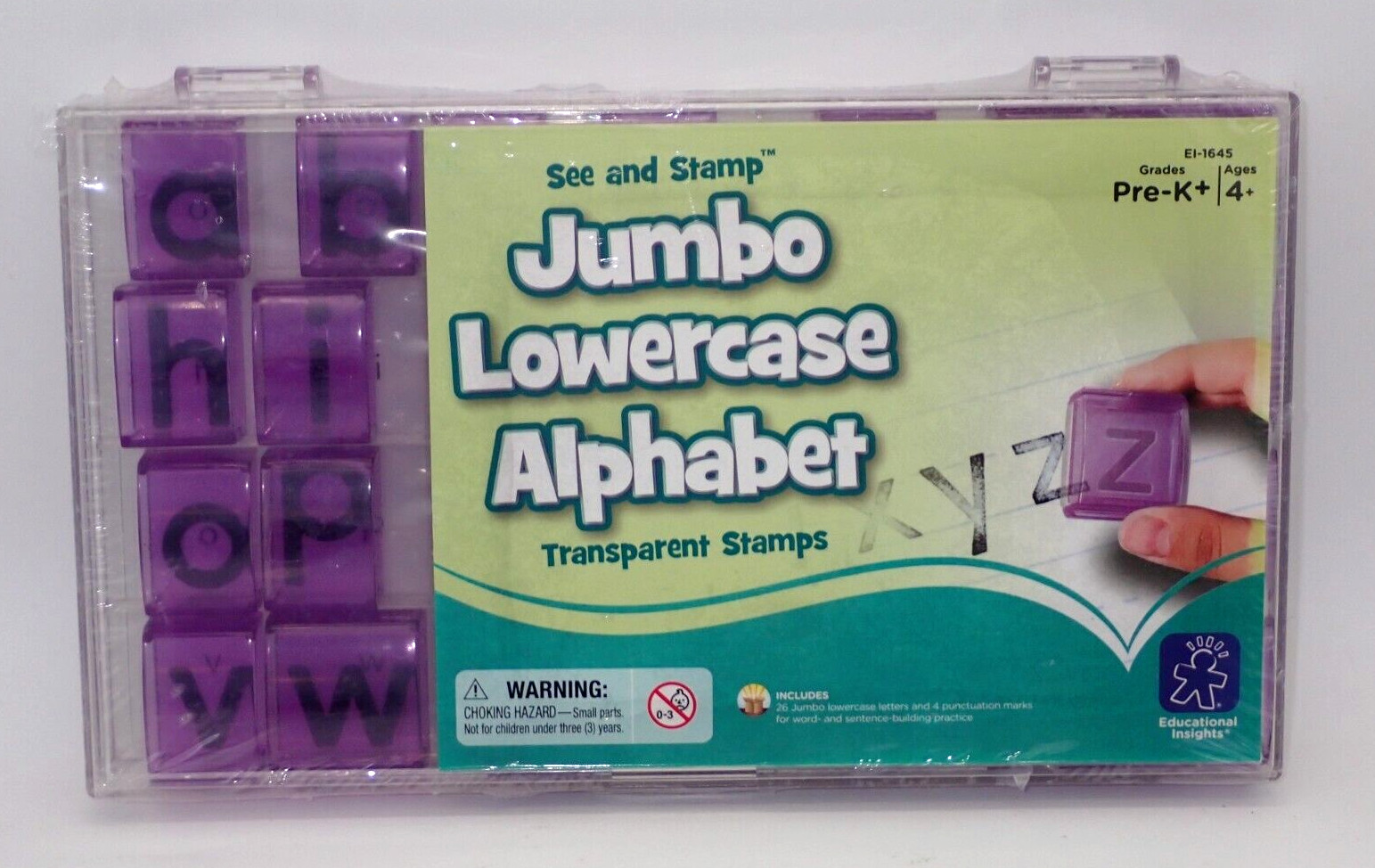 NEW Educational Insights See & Stamp Jumbo Alphabet Lowercase Transparent Stamps
