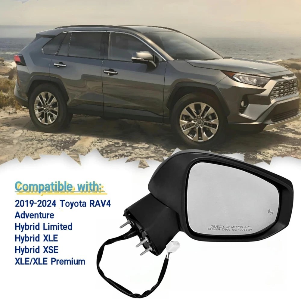 Left Driver Side Mirror Fits 2019-2025 Toyota Rav4 with Power Heated Turn Signal