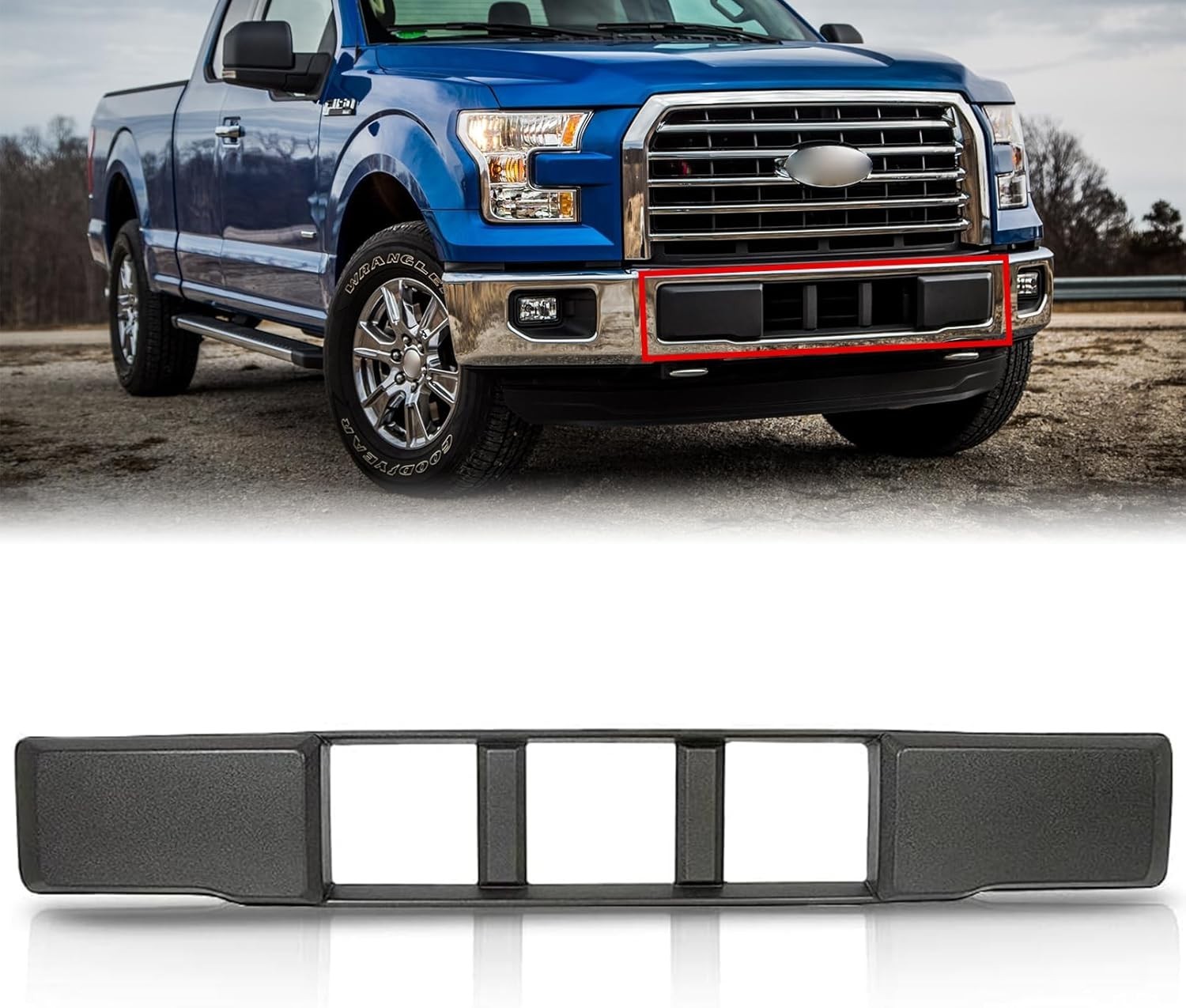 Front Lower Grille Trim Panel Compatible With 2015-2017 Ford F-150 F150 Black…