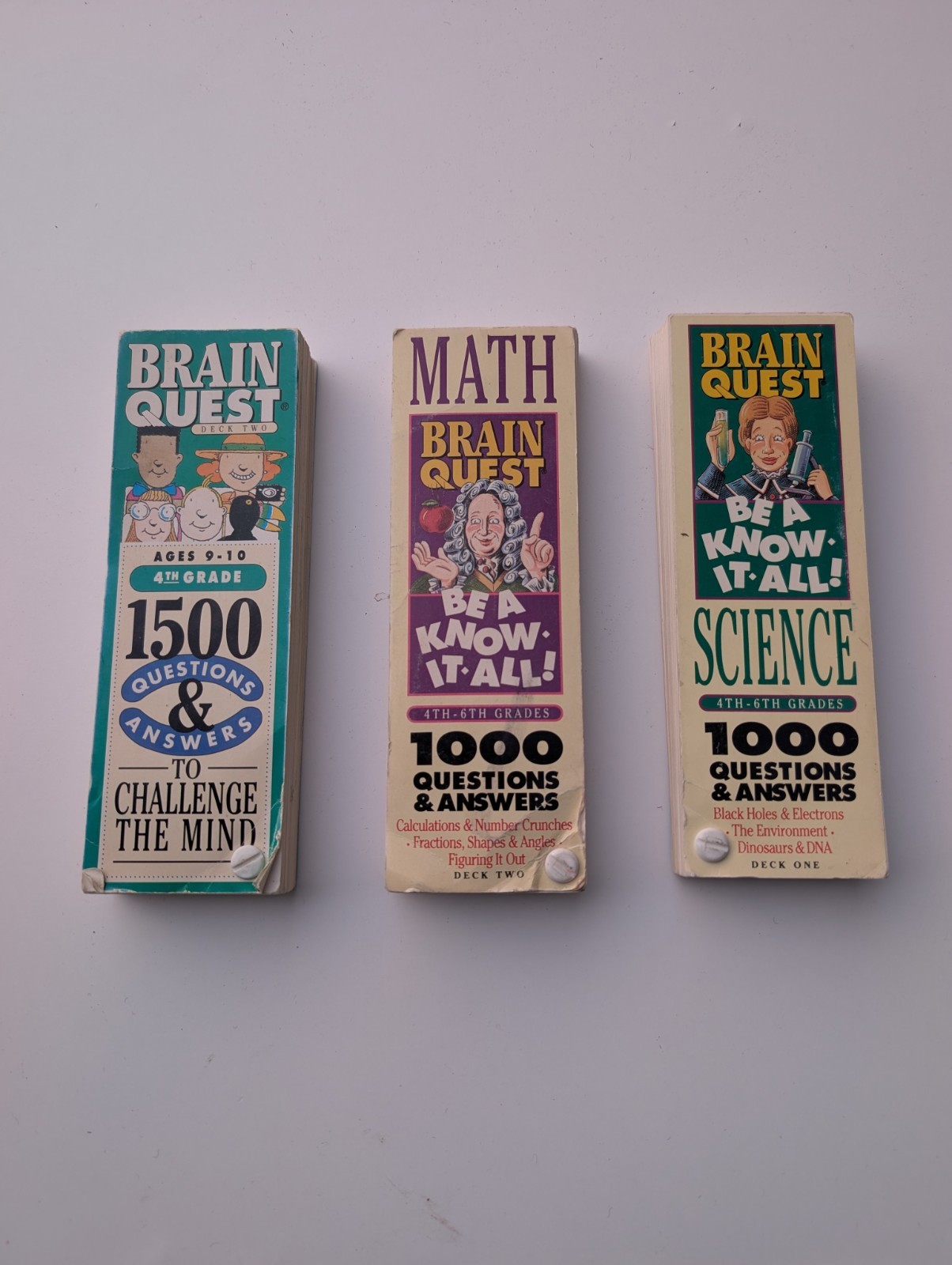 3 VTG Brain Quest Decks Grade 4-6 Know It All Nostalgia Learning Travel Set 3x