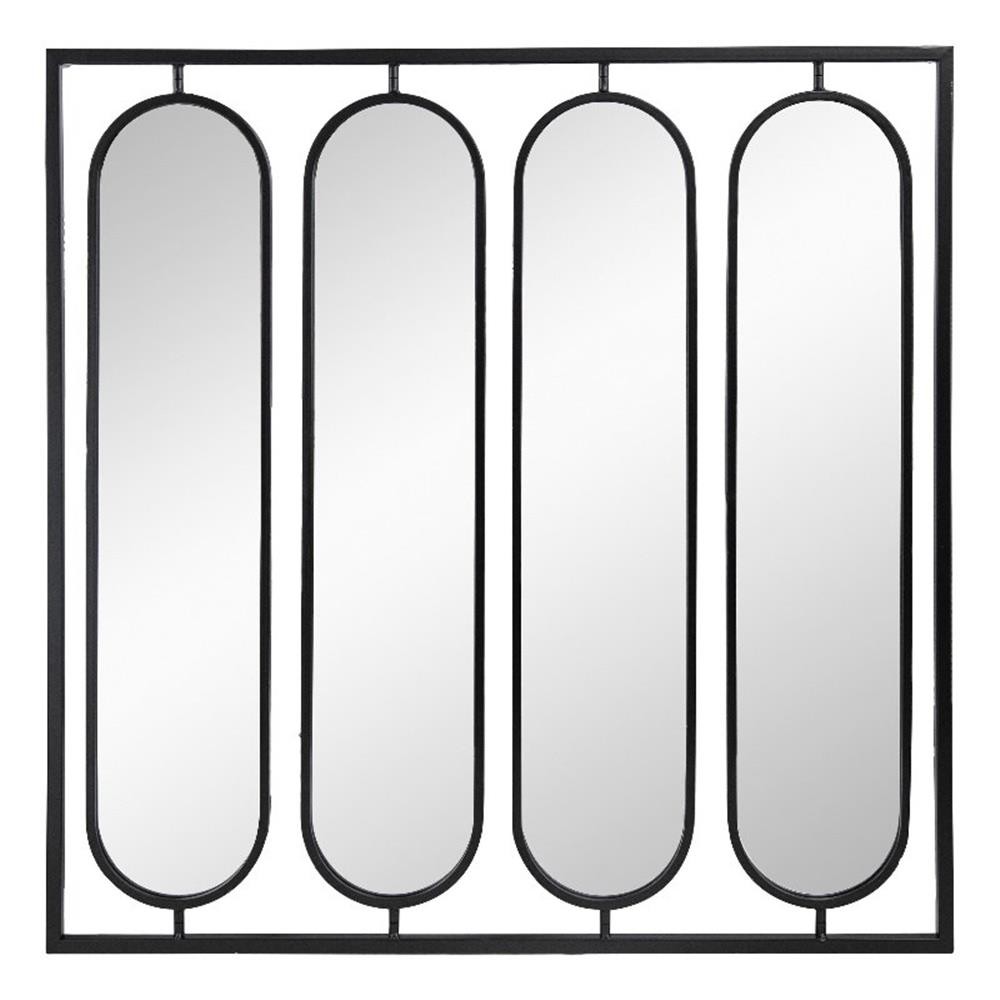Benjara 36″ Modern Wall Decor- 4 Swiveling Oblong Mirrors- Black Metal Frame