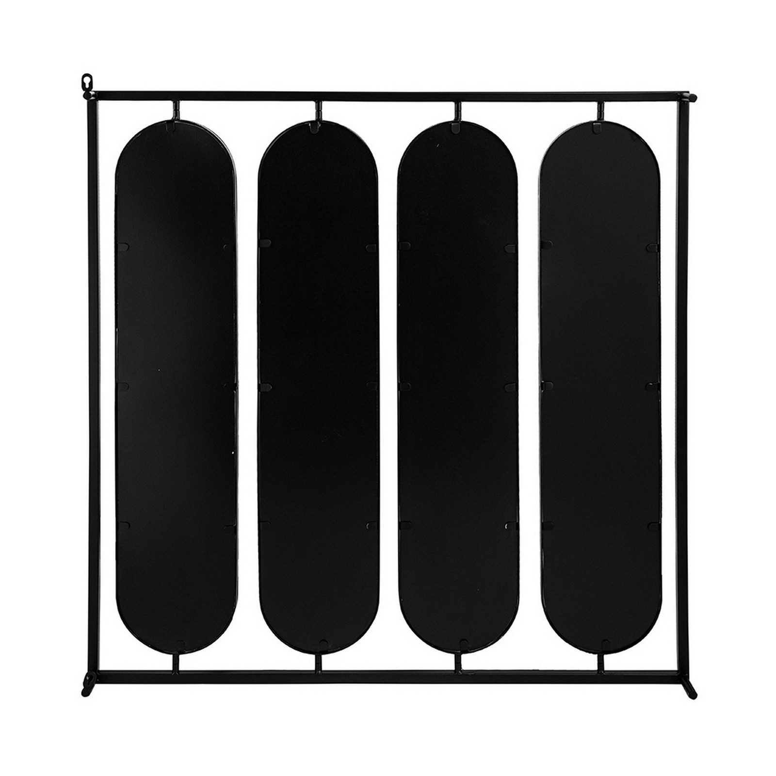 Benjara 36″ Modern Wall Decor- 4 Swiveling Oblong Mirrors- Black Metal Frame