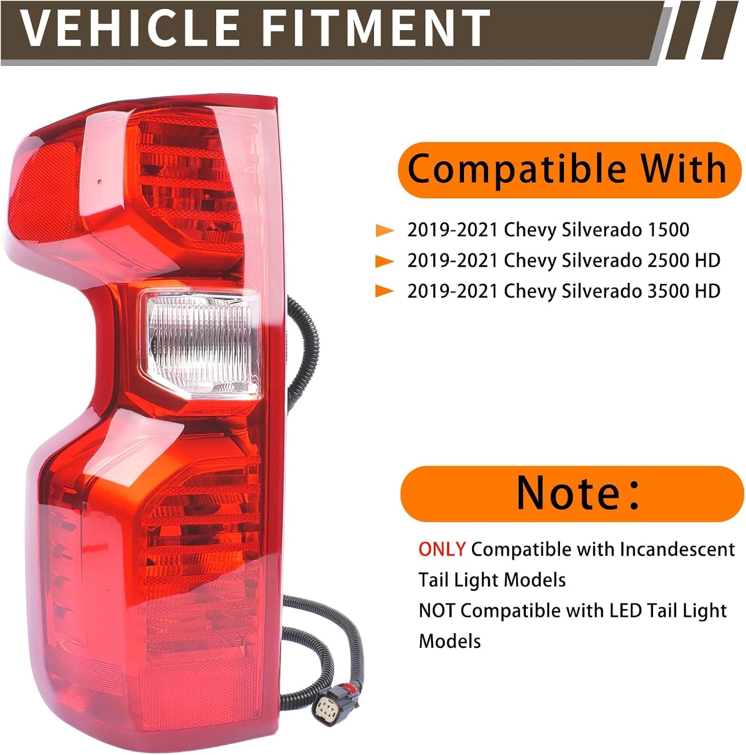 Tail Light Assembly Compatible With 2019-2024 Chevy Silverado 1500 2500HD 3500HD