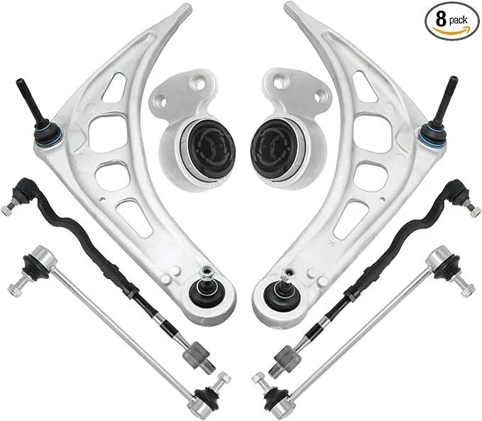 8Pcs Front Suspension Kit, E46 Lower Control Arm w/Bushing Sway Bar Link, Inner
