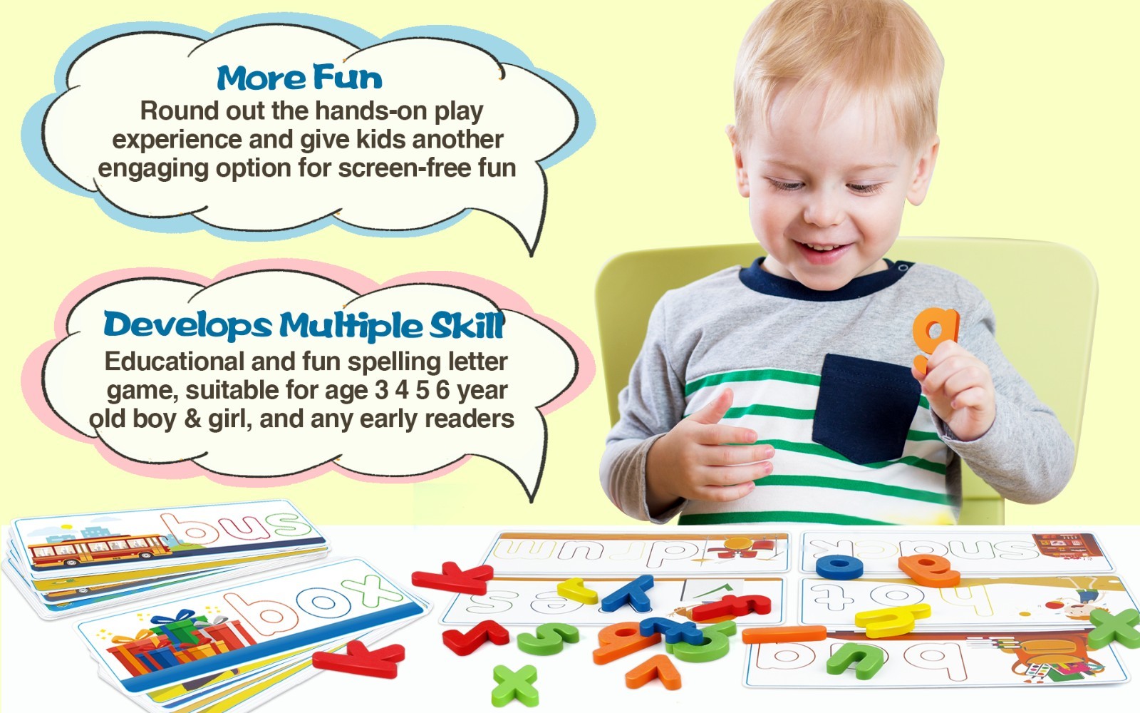 Educational Toys for Kids Ages 2-6, Alphabet Matching Game, Preschool Learning G