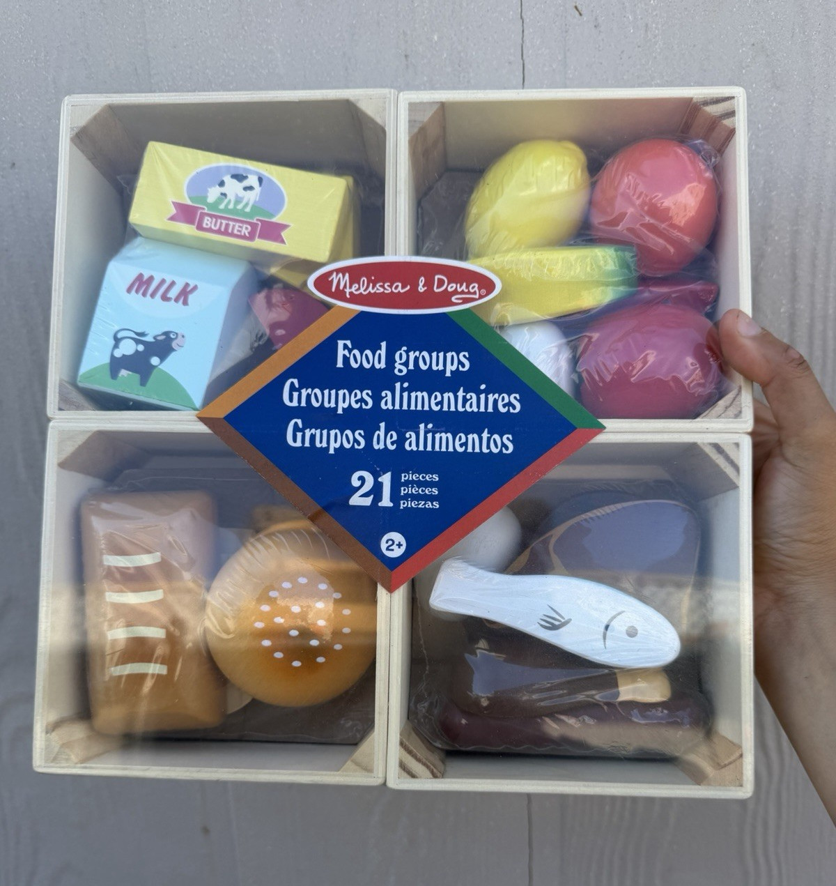 Melissa & Doug Food Groups 21-Piece Wooden Play Food Set, Ages 2+