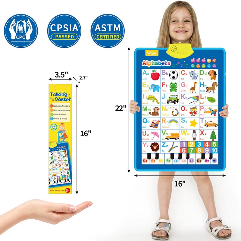 Electronic English Alphabet Wall Chart Talking ABC Letters 123S Music Poster Edu