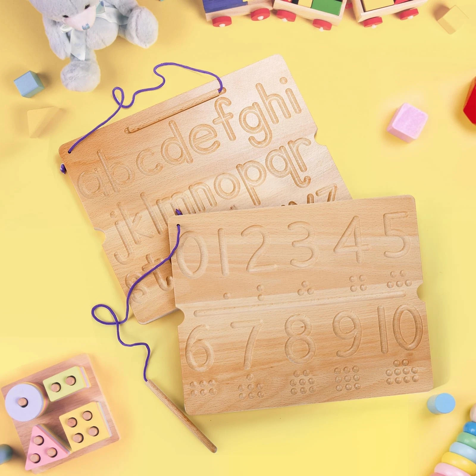 Number & Letter Tracing Board, Wooden Alphabet Learning Montessori Toys for K