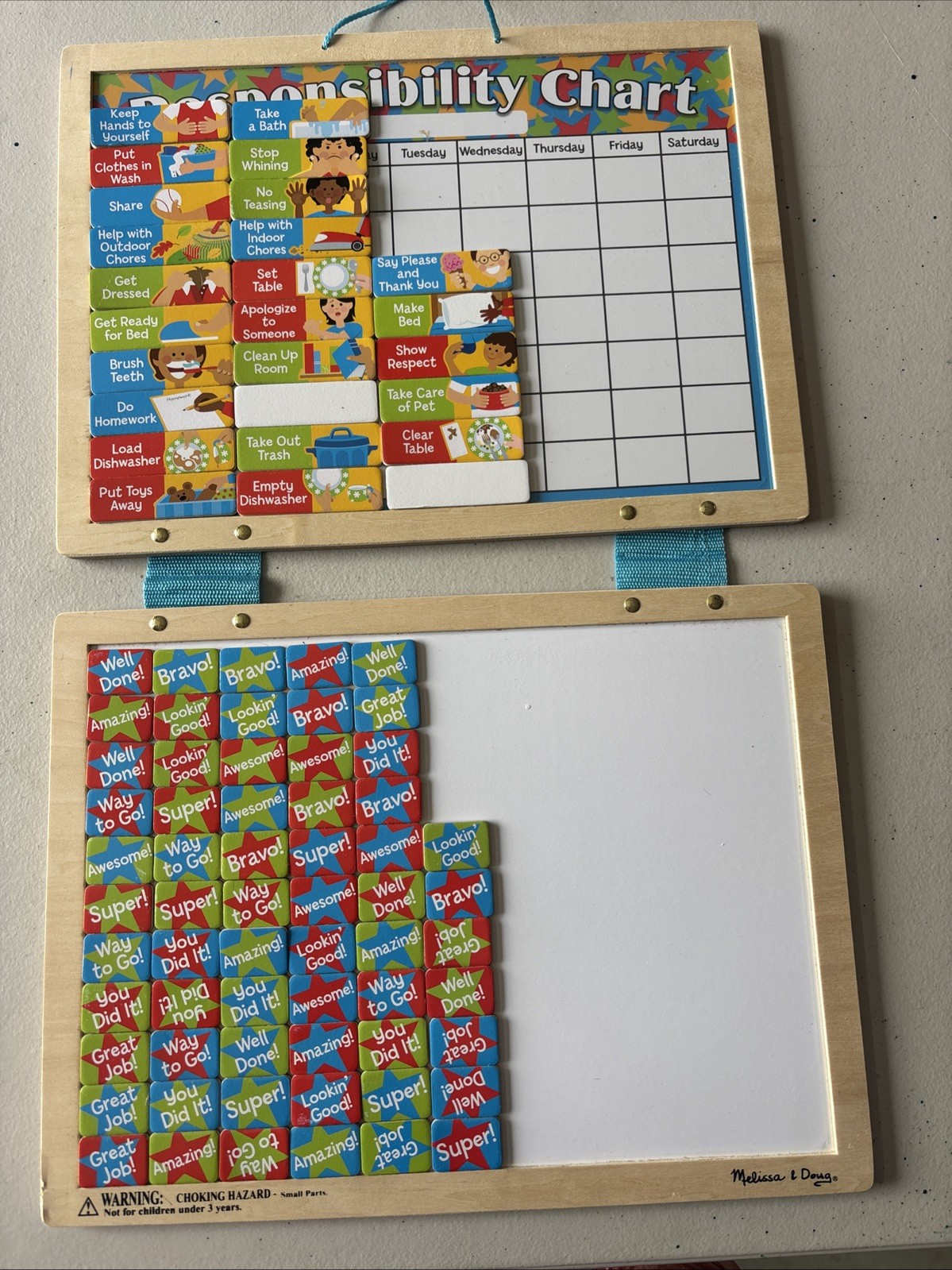 Melissa & Doug Magnetic Wooden Responsibility Chart Plywood Teaching Props