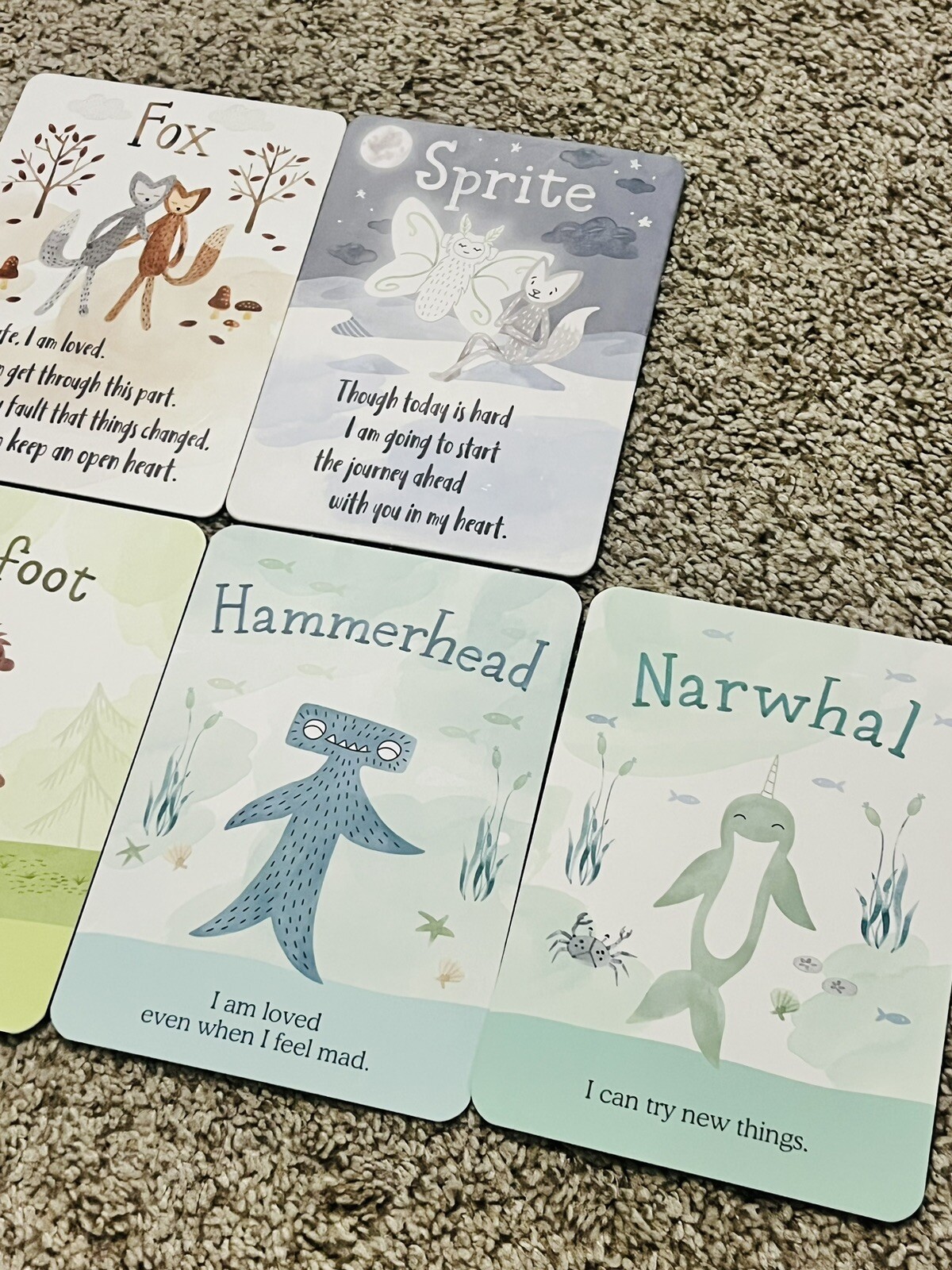 Slumberkins Affirmation Board Cards Lot Bigfoot Narwhal Hammerhead Fox Alpaca