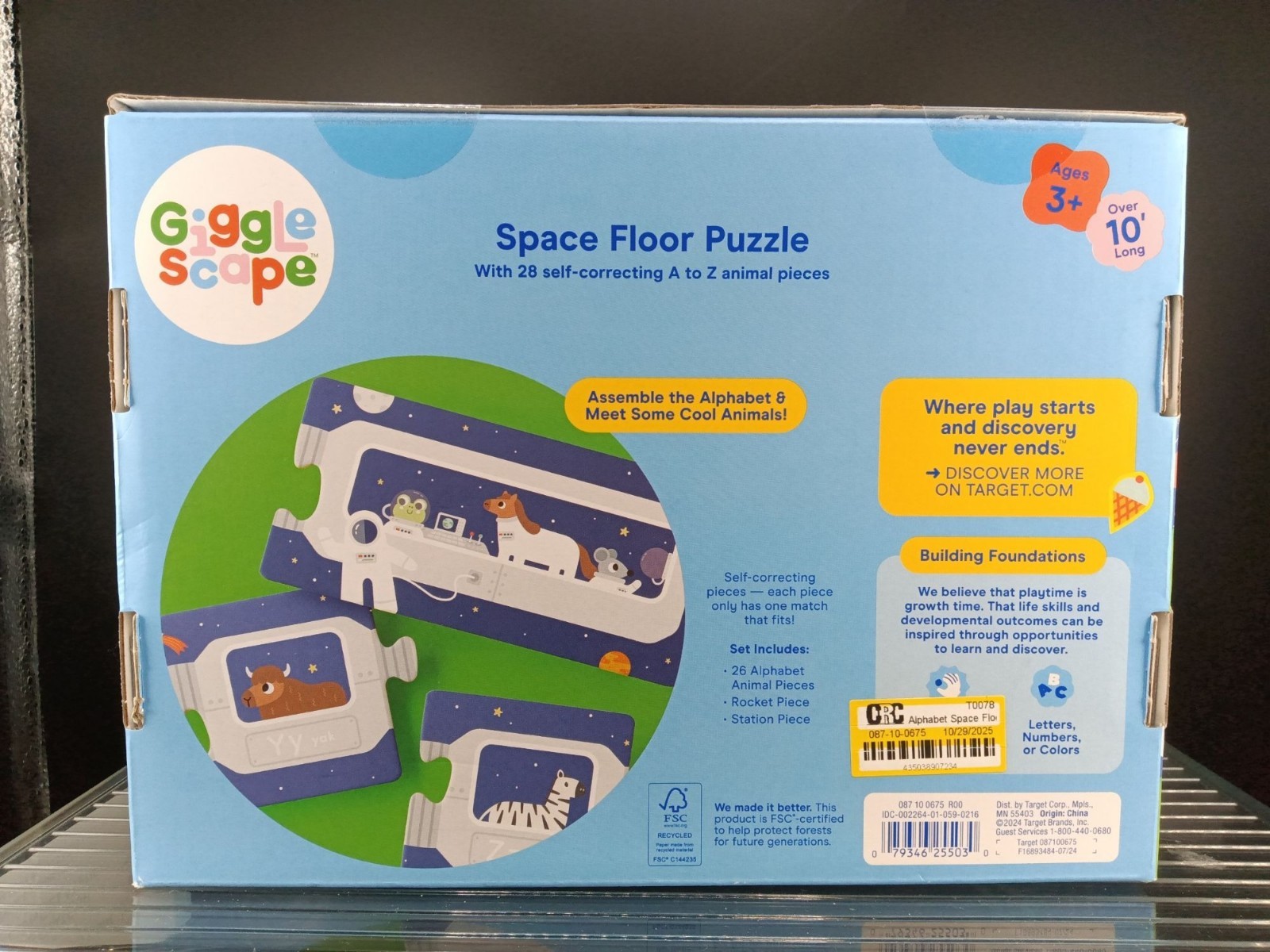 Gigglescape Space Floor Puzzle With Alphabet Animal Pieces