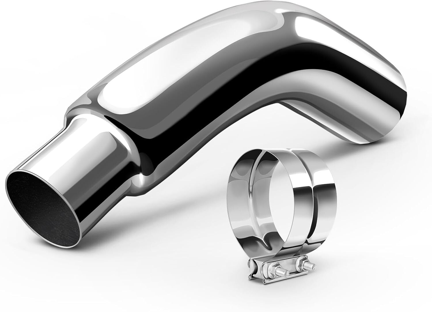 Exhaust Tip, 4 Inch Diesel Exhaust Tip Elbow Tip with a Clamp, 4” Inlet 5” Out