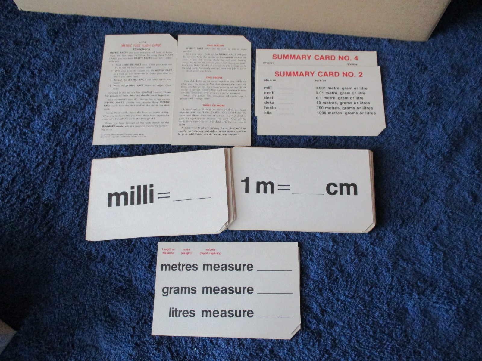 1977 Milton Bradley #4724 Metric Flash Cards