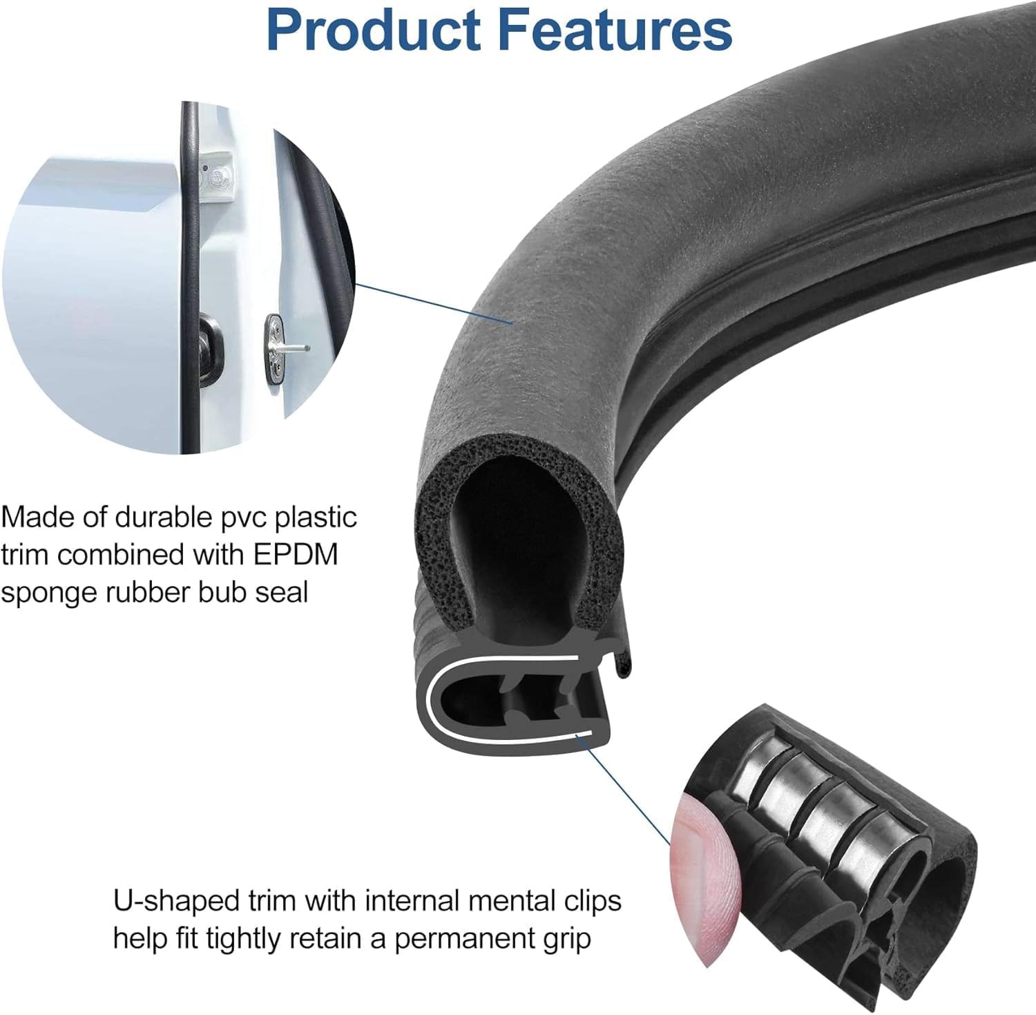 Automotive Door Weather Stripping 20Ft Car Door Rubber Edge Trim Seal Strip