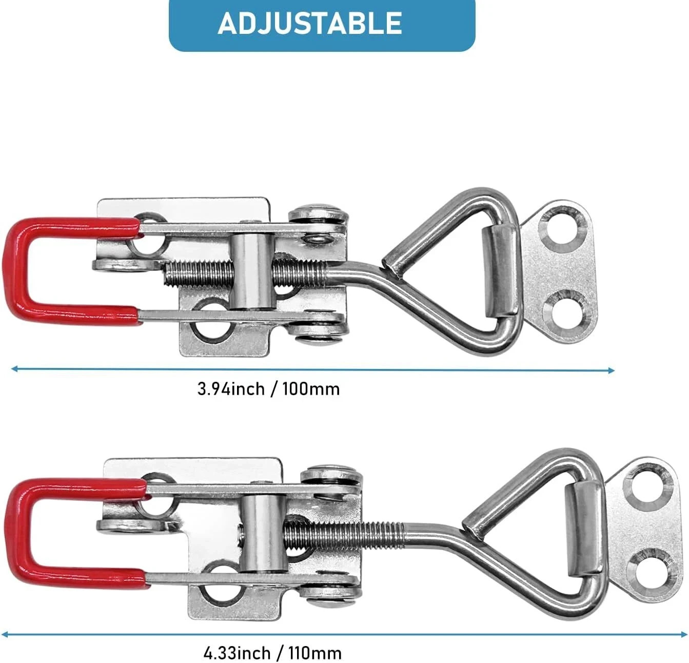 4pcs 4001 Toggle Latch Clamp with lockhole, 304 Stainless Steel Adjustable