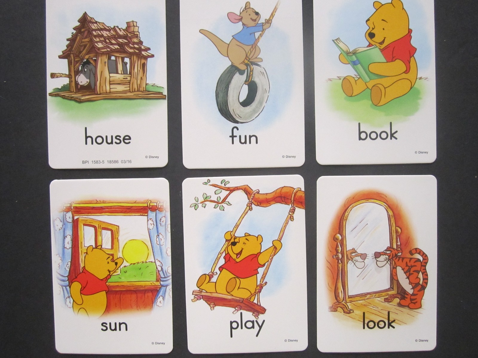 Set Of 2 Disney Pooh’s Flash Cards 3″ x 5″, “First Words” And “Colors & Shapes”