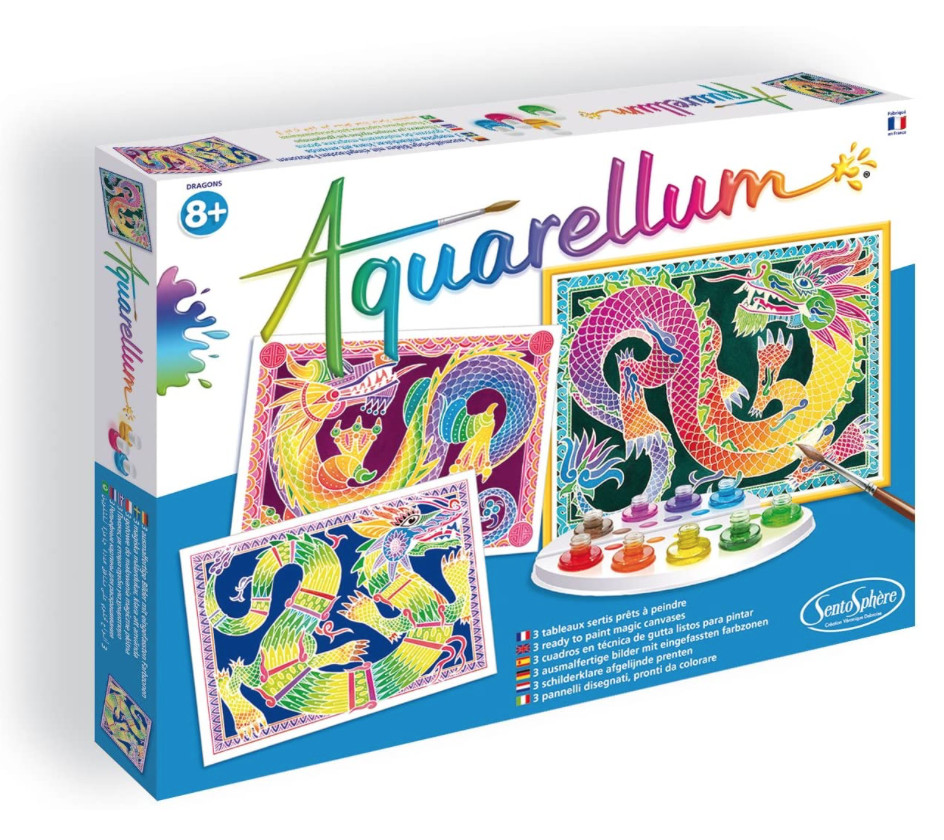 SentoSphere Dragons Aquarellum 3 ready to paint magic canvases Set ***NEW sealed
