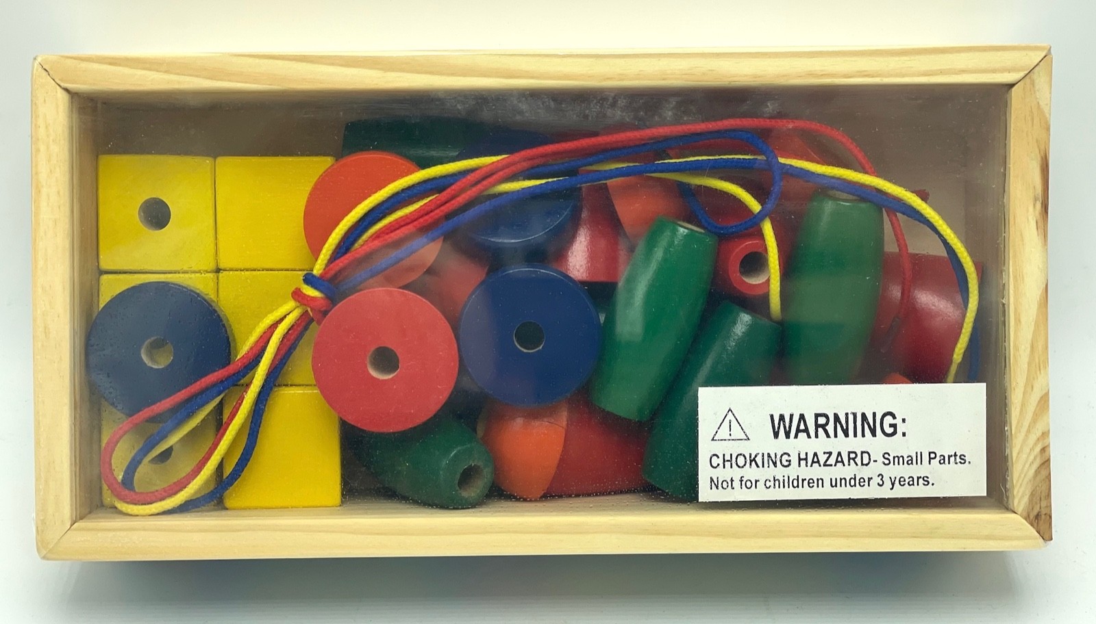 Schylling Box O’ Beads Wooden Bead Set 30 Beads + Strings Developmental Toddler