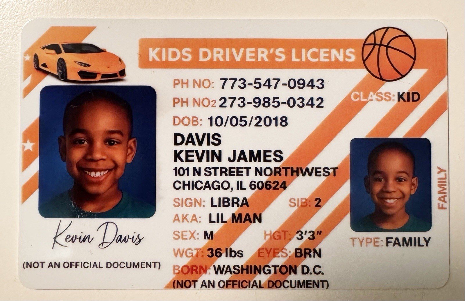 Custom Kids NoveltyCard – Personalized Child ID Card | Fun Novelty Gift
