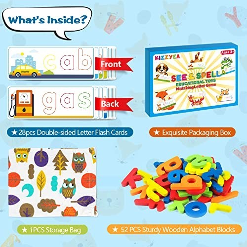 Educational Toys for Kids Ages 2-6, Alphabet Matching Game, Preschool Learning G