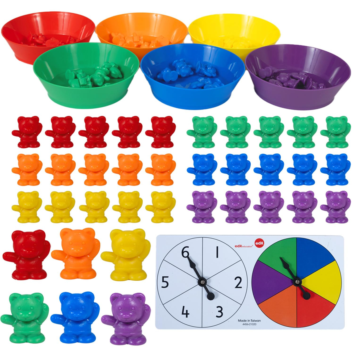 Colorful Counting Bears Sorting Set with Bowls and Spinners Educational Toy