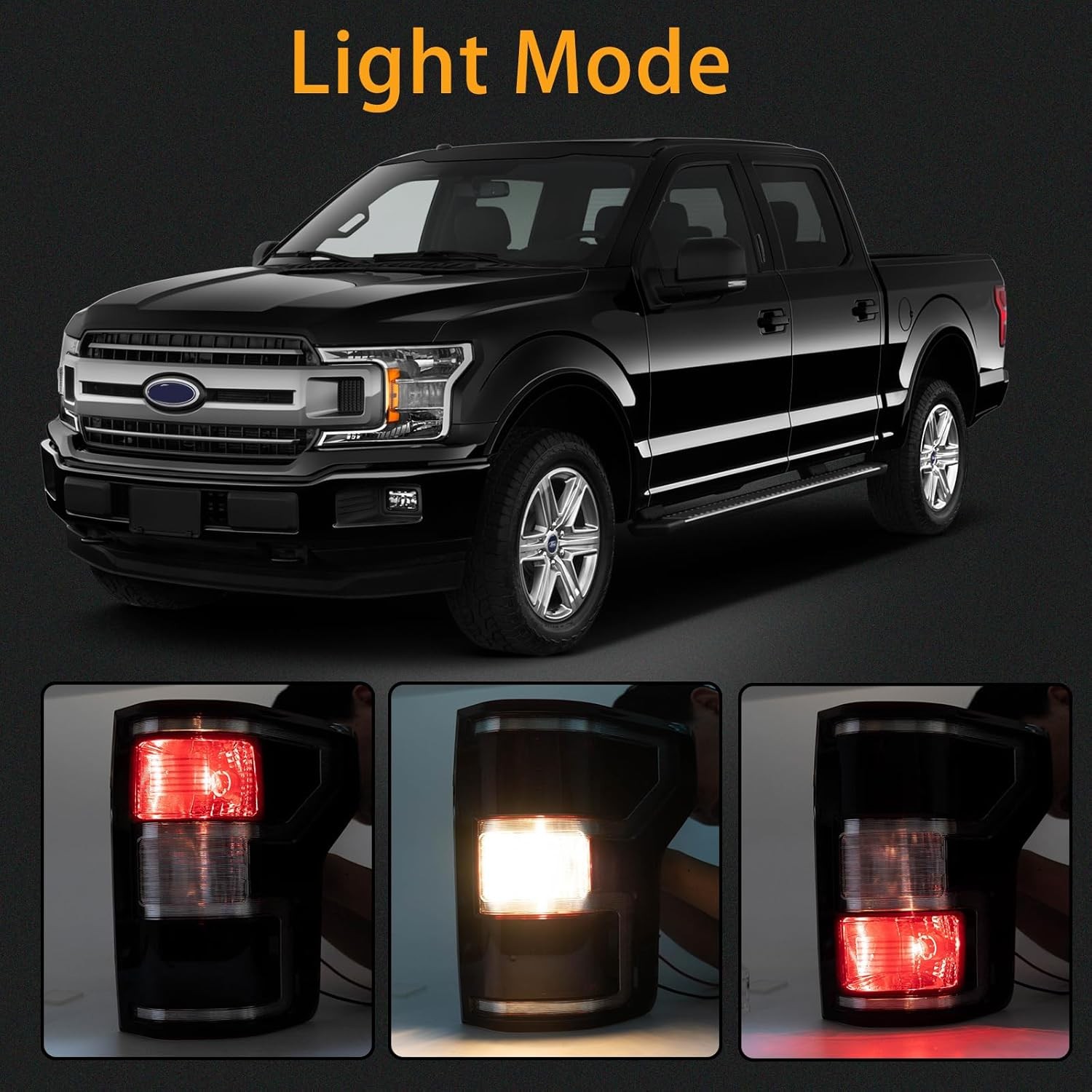 Brake Tail Light Lamp Compatible Ford F150 2018-2020 Smoke Halogen