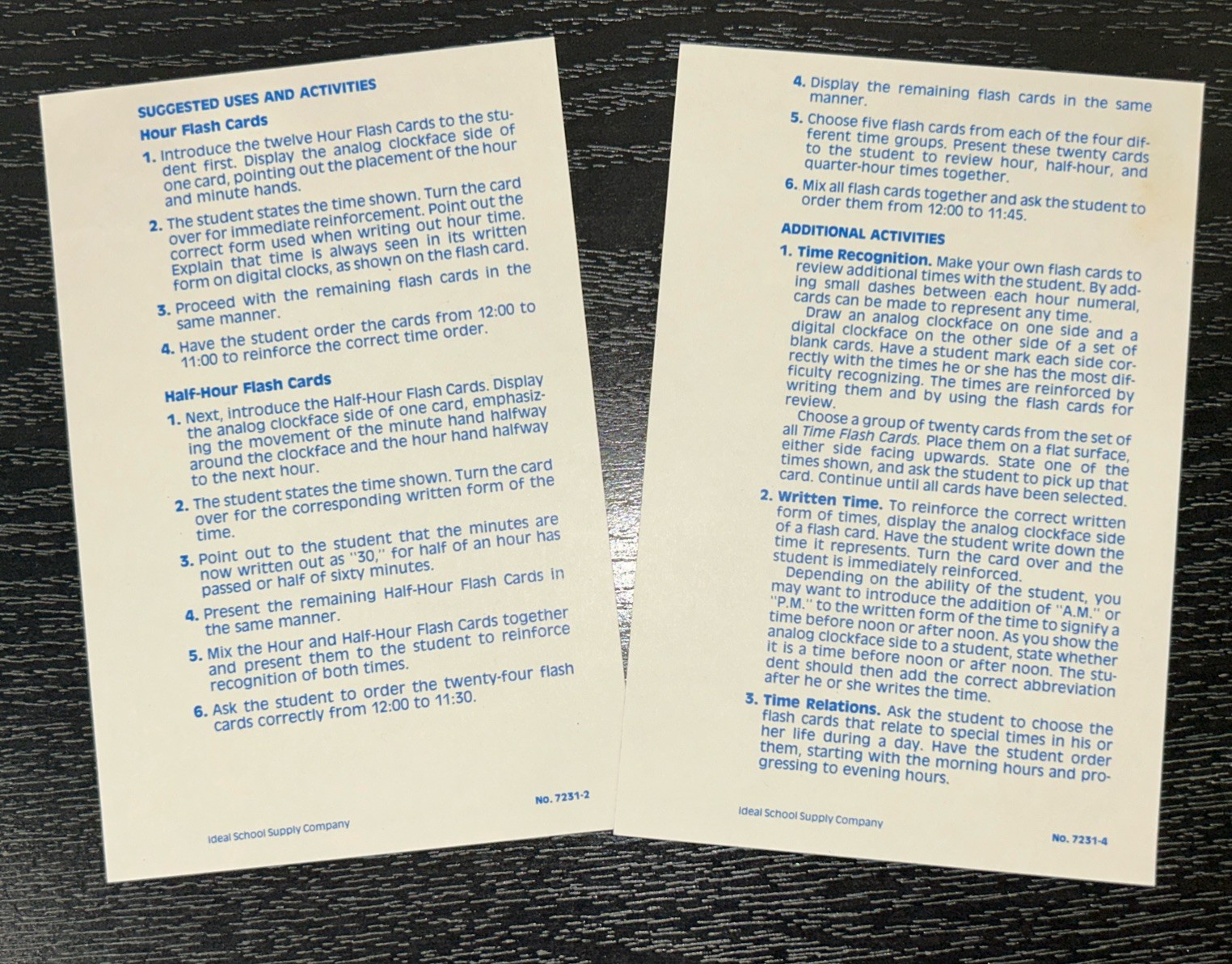 Vintage 1985 Time Flash Cards No. 7231 Excellent Condition; Set Of 48 Cards
