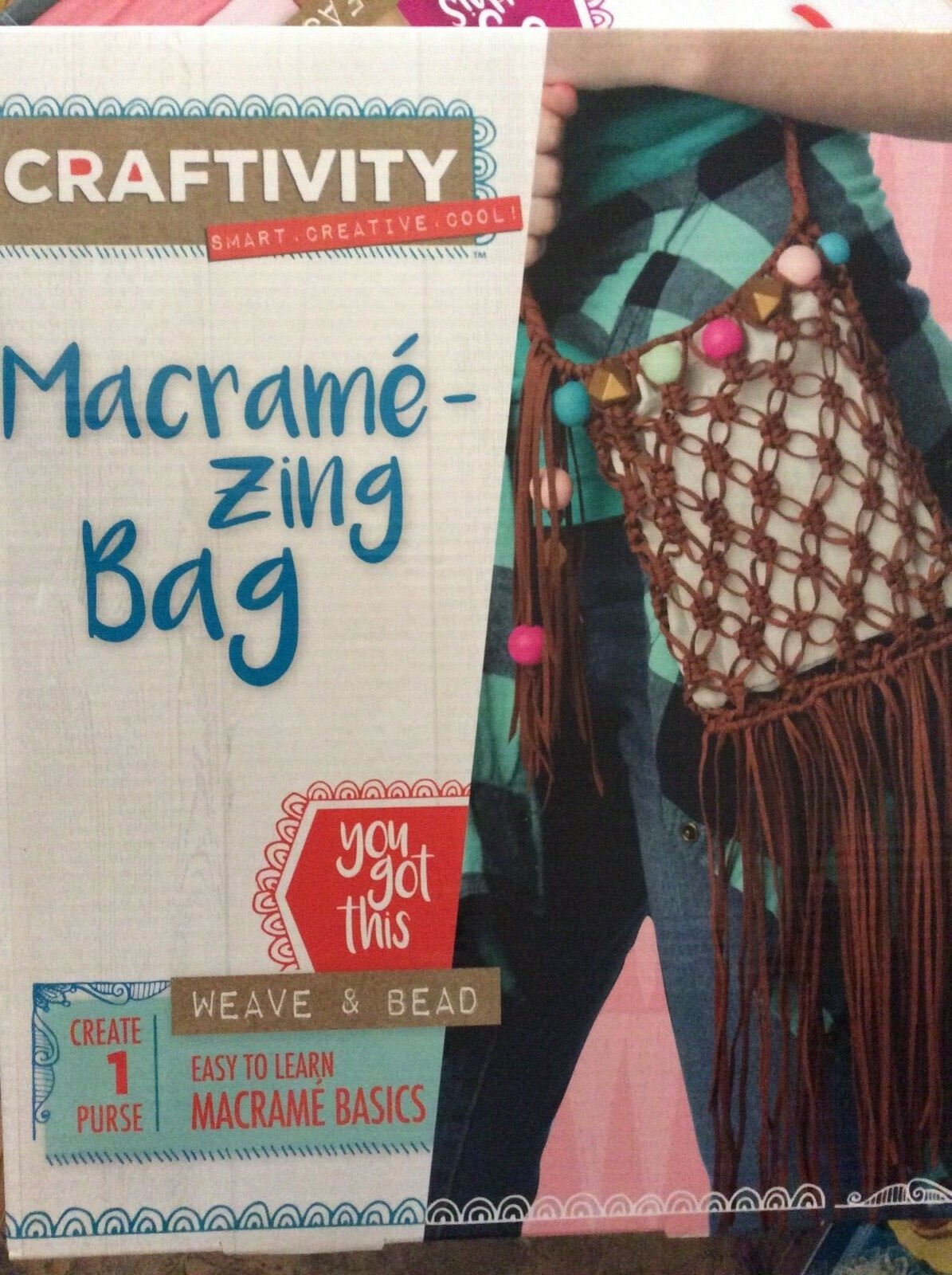 Craftivity Macrame – zing Bag Weave & Bead NIB