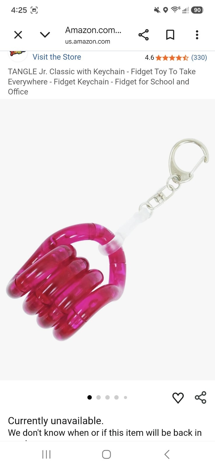 Tangle Jr. Classic Jelly Keychain, Stress ADHD Autism SEN Sensory, Stop Smoking