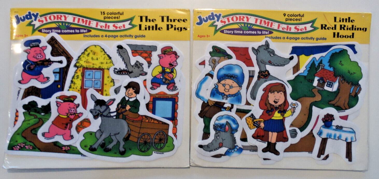 Lot of 2 Judy Story Time Felt Set: Three Little Pigs & Little Red Riding Hood