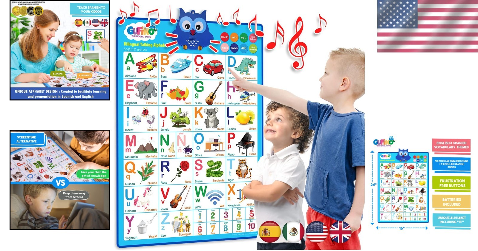 Toddler Bilingual ABC Learning Chart with Touch Buttons – Fun and Engaging