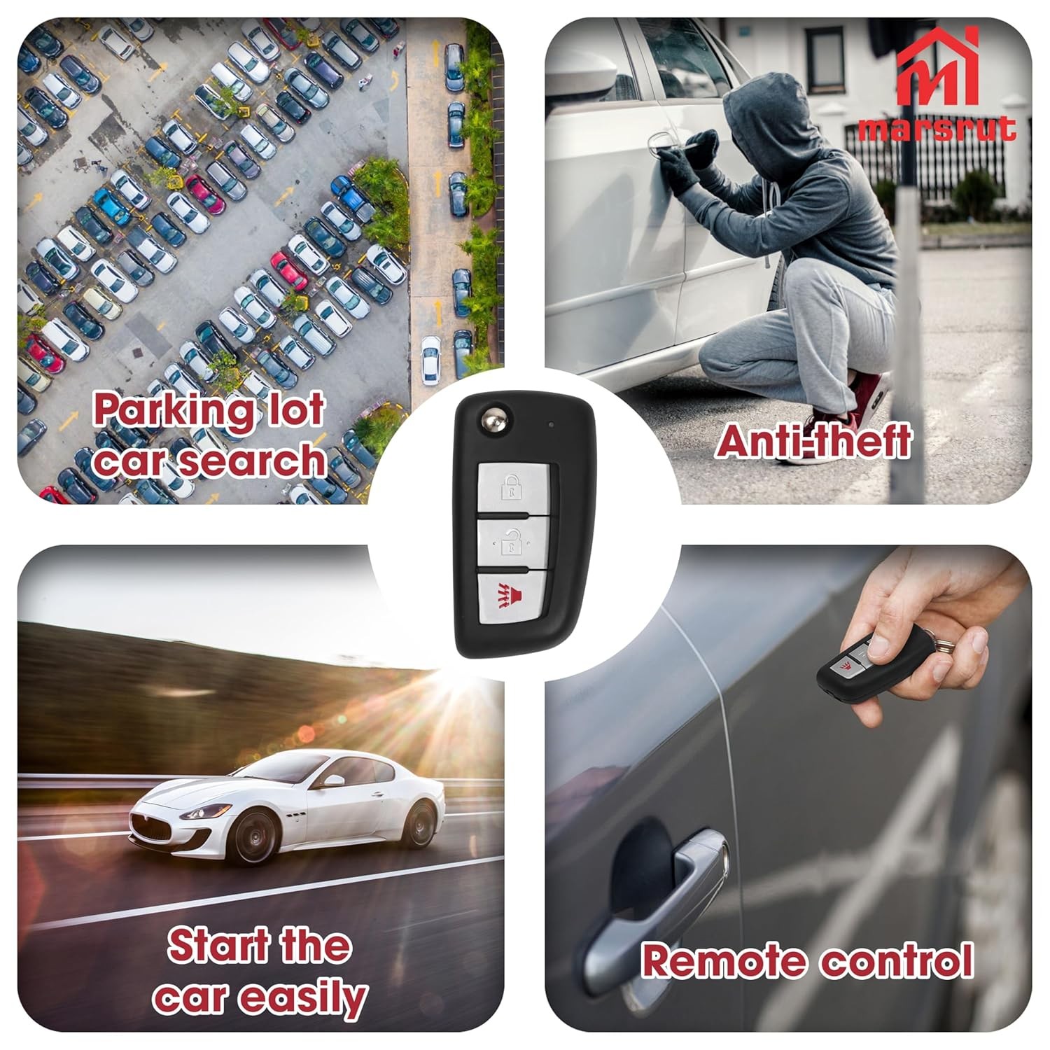 Key Fob Fit for Nissan Rogue 2014 2015 2016 2017 2018 2019 Car, 3-Button Flip Re