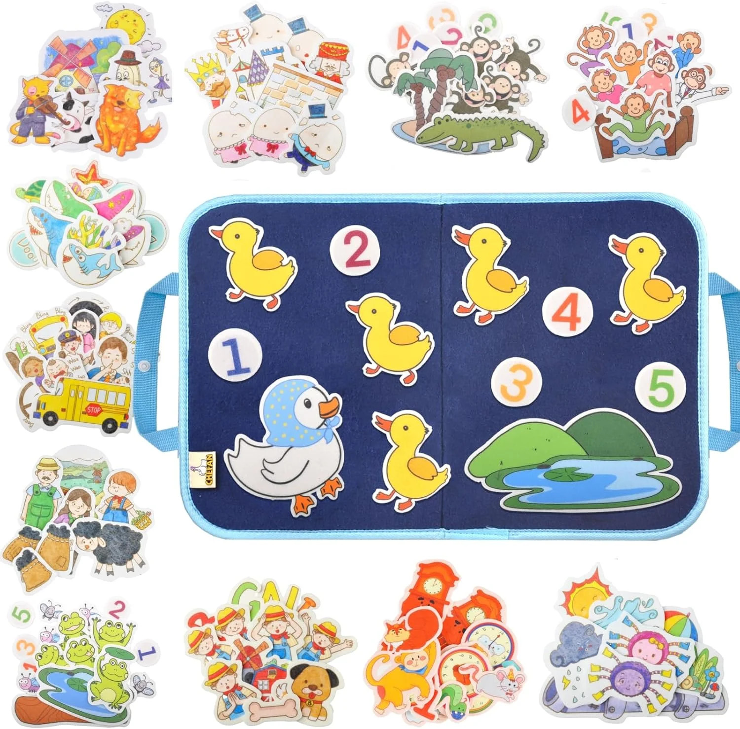 CHEFAN 12 Pack Felt Storyboard Pieces for Toddler, Flannel Board Stories for Pre